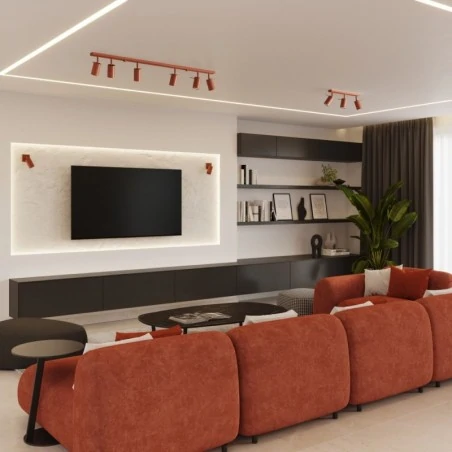 Oswietlenie-sufitowe - lampa sufitowa podwójny reflektor ring 2 ochra czerwona sollux sl.1507 