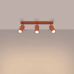Oswietlenie-sufitowe - lampa sufitowa potrójna listwa czerwona ochra ring sl.1508 sollux 