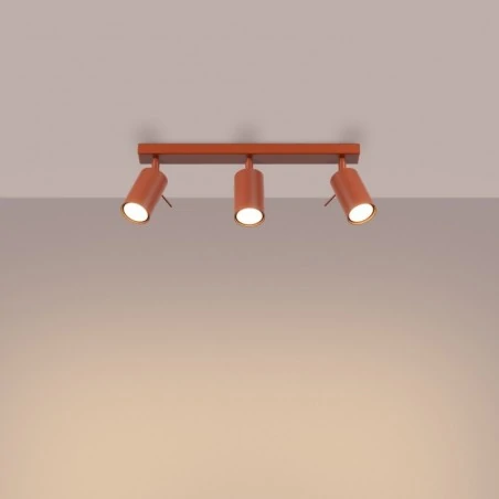 Oswietlenie-sufitowe - lampa sufitowa potrójna listwa czerwona ochra ring sl.1508 sollux 