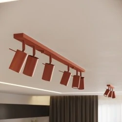 Oswietlenie-sufitowe - lampa sufitowa potrójna listwa czerwona ochra ring sl.1508 sollux 