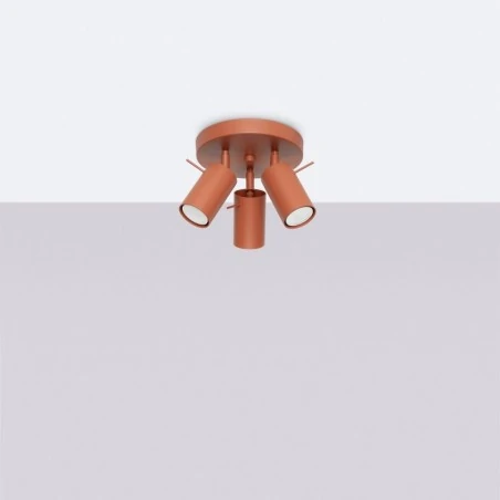 Oswietlenie-sufitowe - lampa sufitowa typu plafon na 3 żarówki czerwona ochra ring sl.1509 sollux 