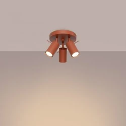 Oswietlenie-sufitowe - lampa sufitowa typu plafon na 3 żarówki czerwona ochra ring sl.1509 sollux 