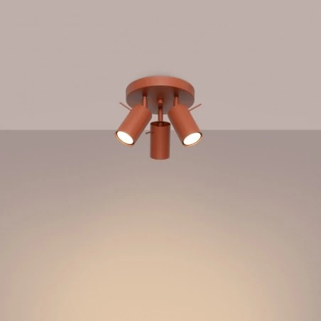 Oswietlenie-sufitowe - lampa sufitowa typu plafon na 3 żarówki czerwona ochra ring sl.1509 sollux 