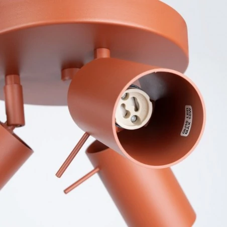 Oswietlenie-sufitowe - lampa sufitowa typu plafon na 3 żarówki czerwona ochra ring sl.1509 sollux 