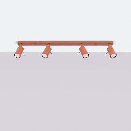 Oswietlenie-sufitowe - listwa oświetleniowa sufitowa spot na 4 żarówki gu10 czerwona ochra ring sl.1510 sollux 