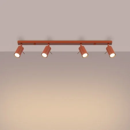 Oswietlenie-sufitowe - listwa oświetleniowa sufitowa spot na 4 żarówki gu10 czerwona ochra ring sl.1510 sollux 