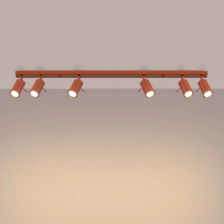Oswietlenie-sufitowe - plafon listwa oświetleniowa ring 6l ochra czerwona sollux sl.1511 