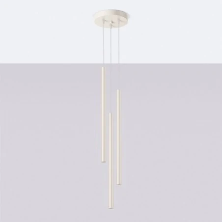 Lampy-sufitowe - lampa wisząca 3 cienkie sufitowe tuby pastelo 3p beżowa sollux sl.1515 
