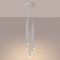 Lampy-sufitowe - lampa sufitowa zwisające tuby pastelo 5p beżowa sollux sl.1516 
