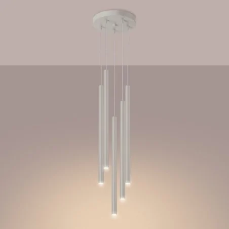 Lampy-sufitowe - lampa sufitowa zwisające tuby pastelo 5p beżowa sollux sl.1516 