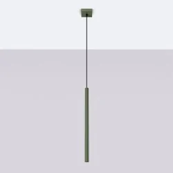 Lampy-sufitowe - lampa wisząca sufitowa tuba gu10 zielony oliwkowy pastelo sl.1518 sollux 