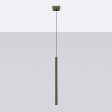 Lampy-sufitowe - lampa wisząca sufitowa tuba gu10 zielony oliwkowy pastelo sl.1518 sollux 
