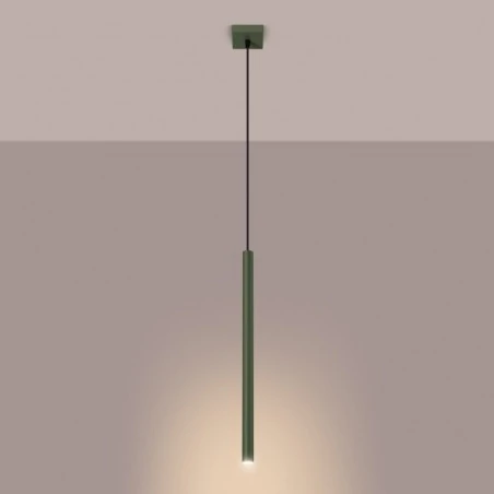 Lampy-sufitowe - lampa wisząca sufitowa tuba gu10 zielony oliwkowy pastelo sl.1518 sollux 