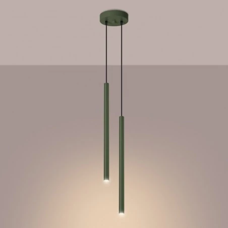 Lampy-sufitowe - lampa wisząca pastelo 2 zielona oliwka sollux sl.1519 