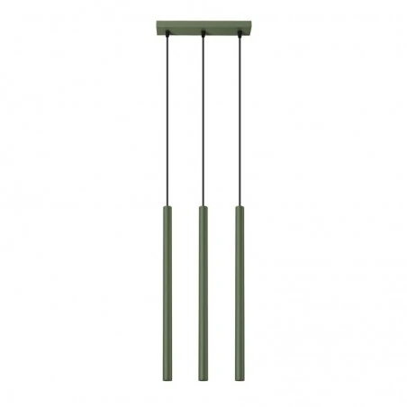 Lampy-sufitowe - lampa sufitowa 3 zwisające długie tuby do kuchni pastelo 3 zielona oliwka sollux sl.1520 