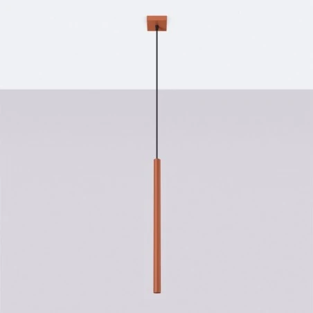 Lampy-sufitowe - oświetlenie nad wyspę kuchenną długa tuba pastelo 1 ochra czerwona sollux sl.1524 