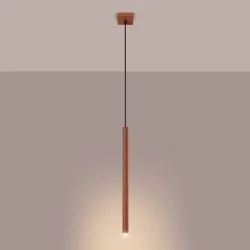 Lampy-sufitowe - oświetlenie nad wyspę kuchenną długa tuba pastelo 1 ochra czerwona sollux sl.1524 