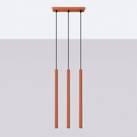 Lampy-sufitowe - żyrandol do salonu zwis potrójny czerwona ochra pastelo sl.1526 sollux 