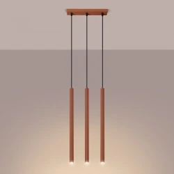 Lampy-sufitowe - żyrandol do salonu zwis potrójny czerwona ochra pastelo sl.1526 sollux 