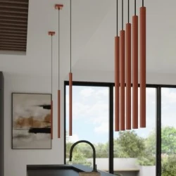 Lampy-sufitowe - żyrandol do salonu zwis potrójny czerwona ochra pastelo sl.1526 sollux 