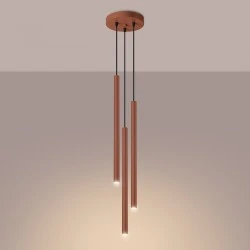Lampy-sufitowe - lampa sufitowa wisząca potrójna żyrandol czerwona ochra pastelo sl.1527 sollux 