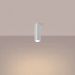 Oswietlenie-sufitowe - oprawa sufitowa lampa tuba natynkowa karbowana biała karbon 20 sollux sl.1531 