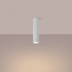 Oprawy-sufitowe - lampa tuba sufitowa natynkowa o karbowanej powierzchni 30cm biała karbon sl.1532 sollux 