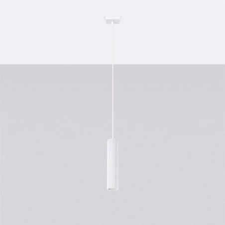 Lampy-sufitowe - lampa wisząca długa tuba nad stół karbon 1 biały sollux sl.1535 