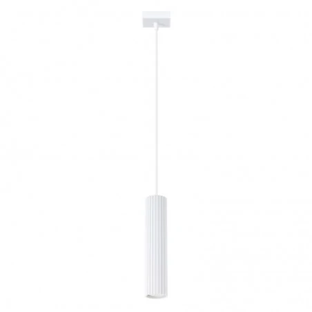 Lampy-sufitowe - lampa wisząca długa tuba nad stół karbon 1 biały sollux sl.1535 