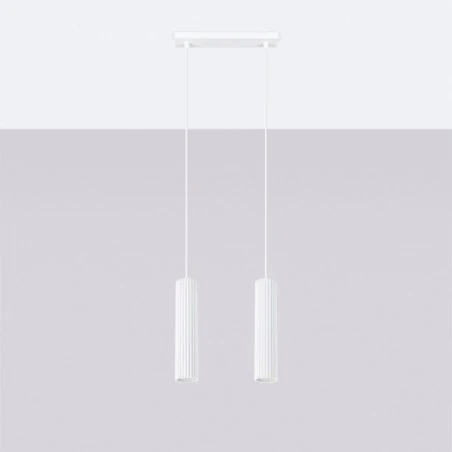 Lampy-sufitowe - lampa wisząca 2 białe tuby sufitowe karbon 2 sollux sl.1536 