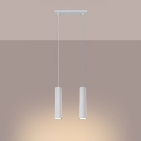 Lampy-sufitowe - lampa wisząca 2 białe tuby sufitowe karbon 2 sollux sl.1536 