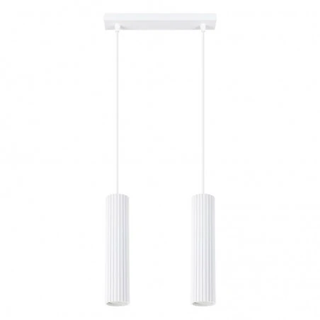 Lampy-sufitowe - lampa wisząca 2 białe tuby sufitowe karbon 2 sollux sl.1536 