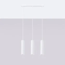 Lampy-sufitowe - lampa wisząca do kuchni 3 białe tuby sufitowe karbon 3l sollux sl.1537 