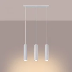 Lampy-sufitowe - lampa wisząca do kuchni 3 białe tuby sufitowe karbon 3l sollux sl.1537 