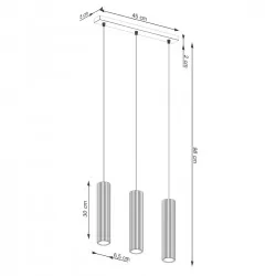 Lampy-sufitowe - lampa wisząca do kuchni 3 białe tuby sufitowe karbon 3l sollux sl.1537 