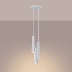 Lampy-sufitowe - lampa wisząca nowoczesna 3 białe tuby karbon 3p sollux sl.1538 