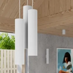 Lampy-sufitowe - lampa wisząca nowoczesna 3 białe tuby karbon 3p sollux sl.1538 