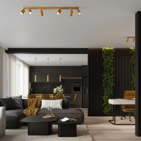 Lampy-sufitowe - lampa wisząca oprawa sufitowa tuba karbon 1 złoty sollux sl.1554 