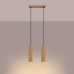 Lampy-sufitowe - lampa sufitowa żyrandol dwie karbowane tuby gu10 złota karbon sl.1555 sollux 
