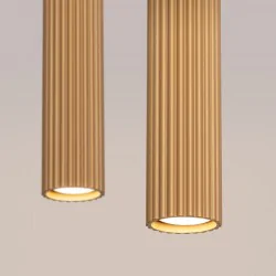 Lampy-sufitowe - lampa sufitowa żyrandol dwie karbowane tuby gu10 złota karbon sl.1555 sollux 