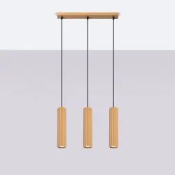 Lampy-sufitowe - lampa wisząca do jadalni 3 złote tuby karbon 3l sollux sl.1556 
