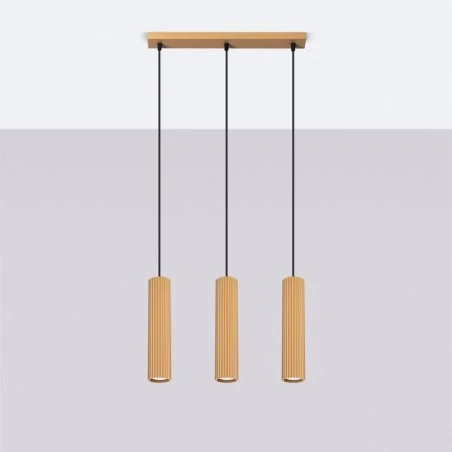 Lampy-sufitowe - lampa wisząca do jadalni 3 złote tuby karbon 3l sollux sl.1556 