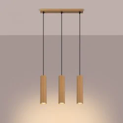 Lampy-sufitowe - lampa wisząca do jadalni 3 złote tuby karbon 3l sollux sl.1556 