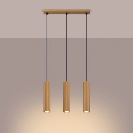 Lampy-sufitowe - lampa wisząca do jadalni 3 złote tuby karbon 3l sollux sl.1556 