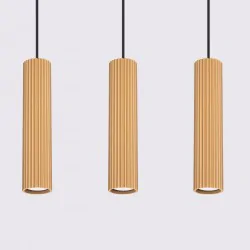 Lampy-sufitowe - lampa wisząca do jadalni 3 złote tuby karbon 3l sollux sl.1556 
