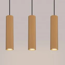 Lampy-sufitowe - lampa wisząca do jadalni 3 złote tuby karbon 3l sollux sl.1556 