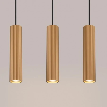 Lampy-sufitowe - lampa wisząca do jadalni 3 złote tuby karbon 3l sollux sl.1556 