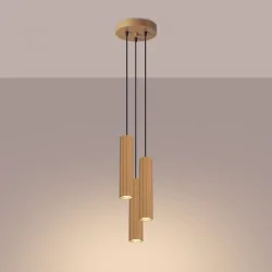 Lampy-sufitowe - lampa wisząca 3 tuby karbowane karbon 3p złoty sollux sl.1557 