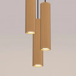 Lampy-sufitowe - lampa wisząca 3 tuby karbowane karbon 3p złoty sollux sl.1557 