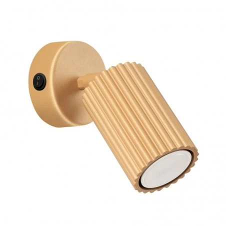 Kinkiety-do-salonu - kinkiet karbon złota tuba z włącznikiem do sypialni sollux sl.1560 